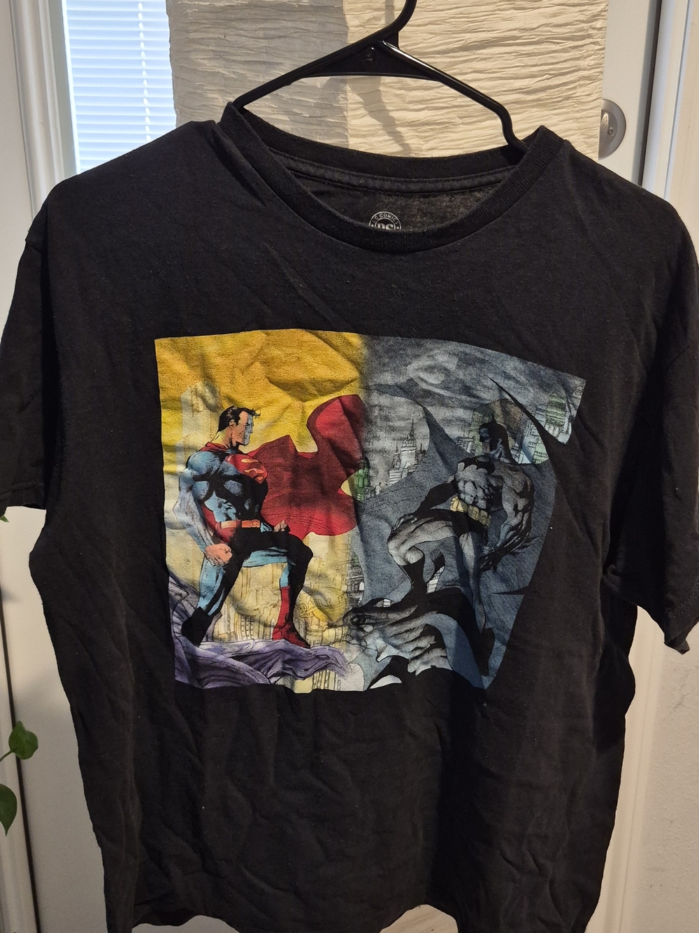 DC Comics Black Superman vs Batman Short Sleeve Graphic Tee